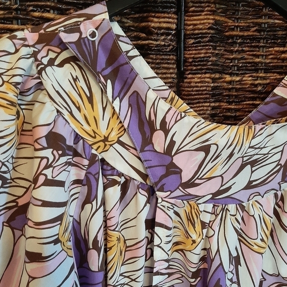 Vintage Hawaiian Wrap Muumuu House Dress Hospital Gown Oversize Polynesian Apron - Picture 5 of 6